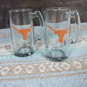 TEXAS LONGHORNS BEER MUGS NO FLAWS SET OF 2